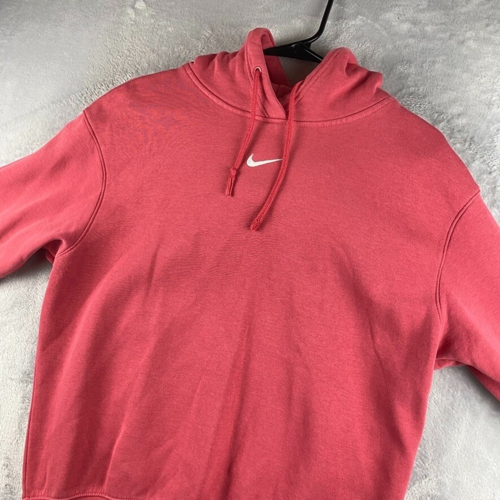 Nike Hoodie Mens XS Extra Small Pink Center Swoosh Oversized Hooded Sweatshirt